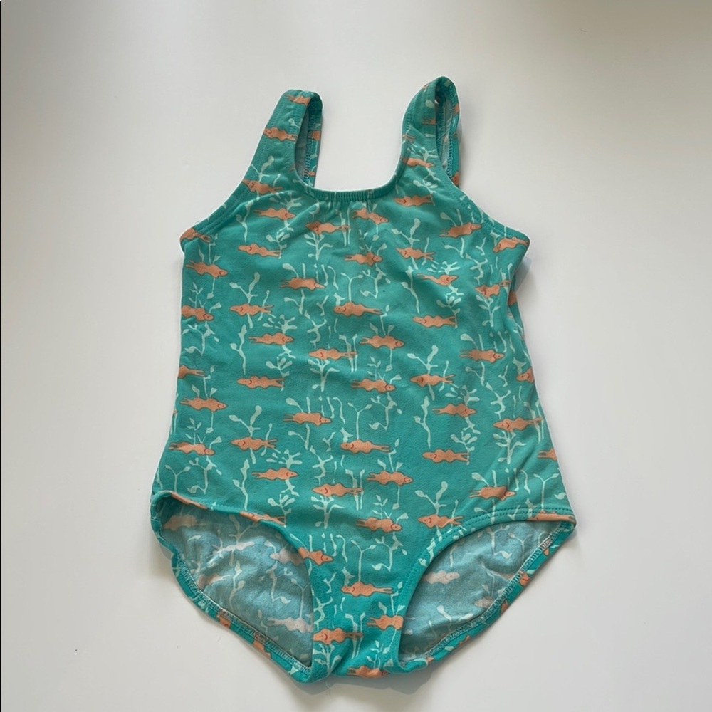 Lilly Pulitzer Green and Orange Fish Patterned One Piece Size 5